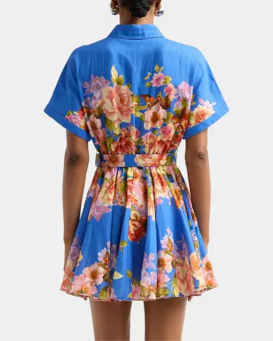 Hemant & Nandita Floral Linen-Cotton Belted Mini Shirtdress | Thumbnail 3 Hemant & Nandita Floral Linen-Cotton Belted Mini Shirtdress | Thumbnail 3