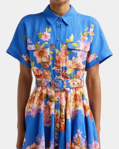 Hemant & Nandita Floral Linen-Cotton Belted Mini Shirtdress | Thumbnail 5 Hemant & Nandita Floral Linen-Cotton Belted Mini Shirtdress | Thumbnail 5
