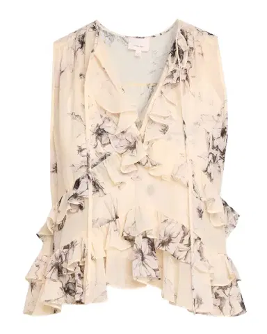 Cinq à Sept Hand-Sketched Floral Ruffle Blouse | Thumbnail 1 Cinq à Sept Hand-Sketched Floral Ruffle Blouse | Thumbnail 1