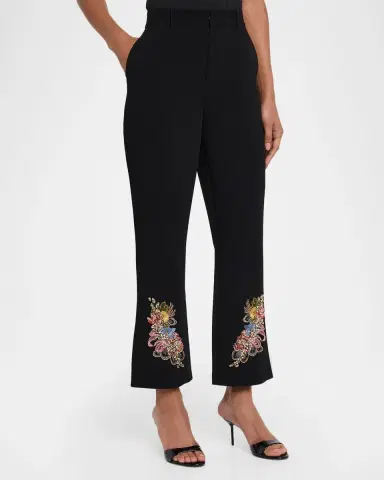 Cinq à Sept Floral Border Cropped Trousers | Thumbnail 4 Cinq à Sept Floral Border Cropped Trousers | Thumbnail 4