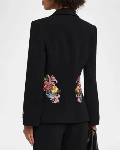 Cinq à Sept Rhinestone Floral Peak-Lapel Blazer | Thumbnail 3 Cinq à Sept Rhinestone Floral Peak-Lapel Blazer | Thumbnail 3