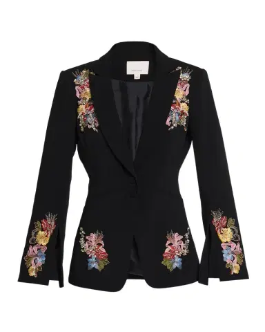Cinq à Sept Rhinestone Floral Peak-Lapel Blazer | Thumbnail 1 Cinq à Sept Rhinestone Floral Peak-Lapel Blazer | Thumbnail 1
