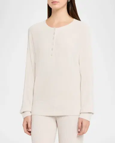 Barefoot Dreams CozyChic Ultra Lite Scalloped Henley Pullover | Thumbnail 4 Barefoot Dreams CozyChic Ultra Lite Scalloped Henley Pullover | Thumbnail 4