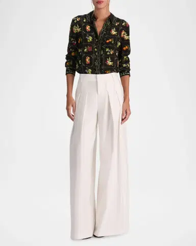 ALICE + OLIVIA Willa Silk Placket Top | Thumbnail 2 ALICE + OLIVIA Willa Silk Placket Top | Thumbnail 2