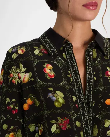 ALICE + OLIVIA Willa Silk Placket Top | Thumbnail 5 ALICE + OLIVIA Willa Silk Placket Top | Thumbnail 5