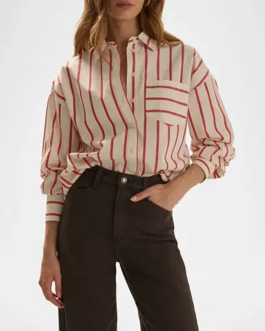 Favorite Daughter The Beau Striped Cotton Shirt | Thumbnail 4 Favorite Daughter The Beau Striped Cotton Shirt | Thumbnail 4