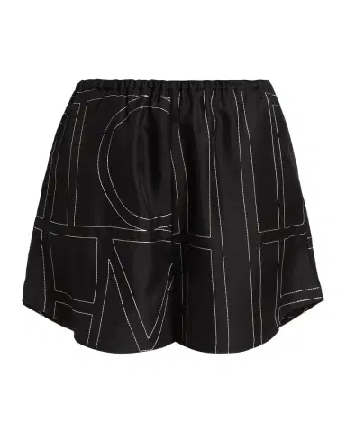 TOTEME Silk Stitched-Logo Shorts | Thumbnail 1 TOTEME Silk Stitched-Logo Shorts | Thumbnail 1