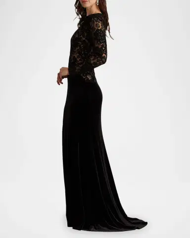 Tadashi Shoji Forena Embroidered Lace Crepe Trumpet Gown | Thumbnail 3 Tadashi Shoji Forena Embroidered Lace Crepe Trumpet Gown | Thumbnail 3
