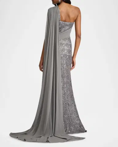 Tadashi Shoji Draped One-Shoulder Sequin Gown | Thumbnail 3 Tadashi Shoji Draped One-Shoulder Sequin Gown | Thumbnail 3