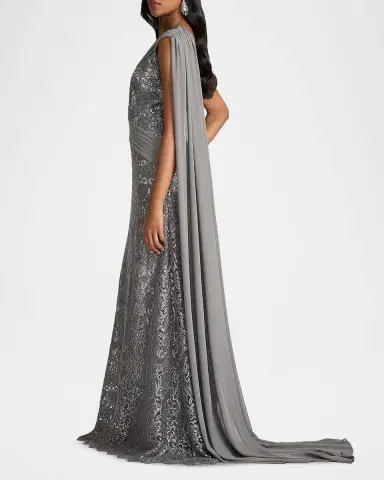 Tadashi Shoji Draped One-Shoulder Sequin Gown | Thumbnail 5 Tadashi Shoji Draped One-Shoulder Sequin Gown | Thumbnail 5