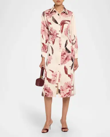 Misook Floral Satin Midi Shirtdress | Thumbnail 2 Misook Floral Satin Midi Shirtdress | Thumbnail 2