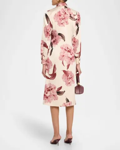 Misook Floral Satin Midi Shirtdress | Thumbnail 3 Misook Floral Satin Midi Shirtdress | Thumbnail 3