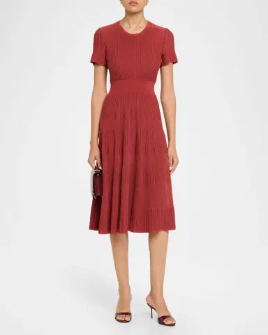 Misook Rib-Knit Fit & Flare Midi-Dress | Thumbnail 2 Misook Rib-Knit Fit & Flare Midi-Dress | Thumbnail 2