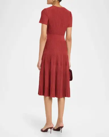 Misook Rib-Knit Fit & Flare Midi-Dress | Thumbnail 3 Misook Rib-Knit Fit & Flare Midi-Dress | Thumbnail 3