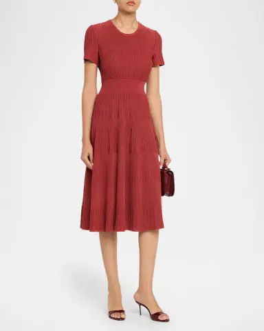 Misook Rib-Knit Fit & Flare Midi-Dress | Thumbnail 4 Misook Rib-Knit Fit & Flare Midi-Dress | Thumbnail 4