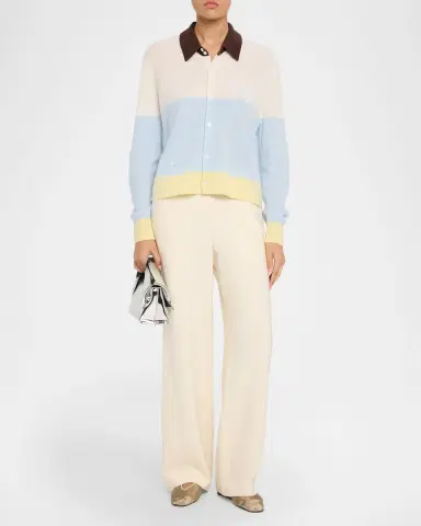 CISSA Cashmere-Wool Colorblock Polo Cardigan | Thumbnail 2 CISSA Cashmere-Wool Colorblock Polo Cardigan | Thumbnail 2