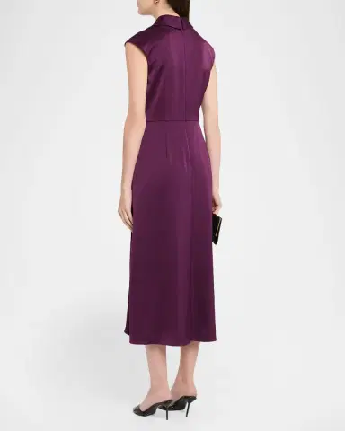 Aidan Mattox Sleeveless Pleated Twist-Front Midi Dress | Thumbnail 3 Aidan Mattox Sleeveless Pleated Twist-Front Midi Dress | Thumbnail 3