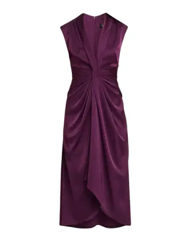 Aidan Mattox Sleeveless Pleated Twist-Front Midi Dress | Thumbnail 1 Aidan Mattox Sleeveless Pleated Twist-Front Midi Dress | Thumbnail 1