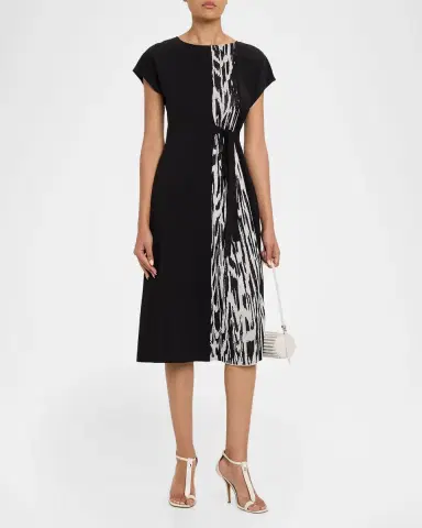 Misook Ikat Belted Knee-Length Dress | Thumbnail 4 Misook Ikat Belted Knee-Length Dress | Thumbnail 4