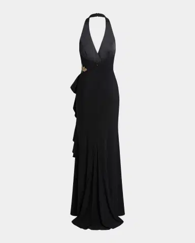 Mac Duggal Floral Beaded Plunging Halter Gown | Thumbnail 5 Mac Duggal Floral Beaded Plunging Halter Gown | Thumbnail 5