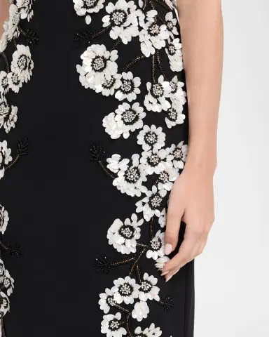 Aidan Mattox Floral Beaded Crepe Column Gown | Thumbnail 5 Aidan Mattox Floral Beaded Crepe Column Gown | Thumbnail 5