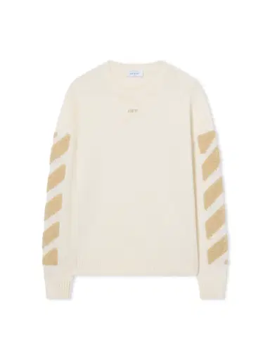 Off-White Diagonals Fuzzy Knit Crewneck | Thumbnail 1 Off-White Diagonals Fuzzy Knit Crewneck | Thumbnail 1