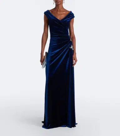 Monique Lhuillier Embellished draped velvet gown | Thumbnail 3 Monique Lhuillier Embellished draped velvet gown | Thumbnail 3