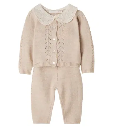 C'era Una Volta Baby Selene embroidered cardigan and pants set | Thumbnail 1 C'era Una Volta Baby Selene embroidered cardigan and pants set | Thumbnail 1