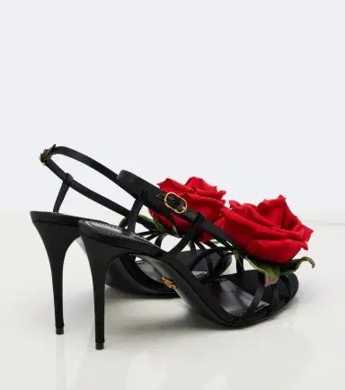 Dolce & Gabbana Floral-appliqué satin slingback sandals | Thumbnail 4 Dolce & Gabbana Floral-appliqué satin slingback sandals | Thumbnail 4