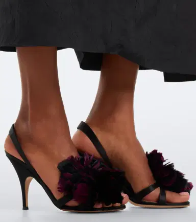 Gianvito Rossi Floral-appliqué satin slingback sandals | Thumbnail 5 Gianvito Rossi Floral-appliqué satin slingback sandals | Thumbnail 5