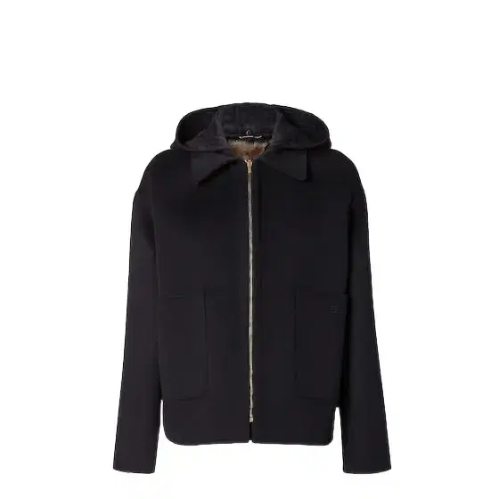Short blouson with shirt collar and detachable hood Short blouson with shirt collar and detachable hood