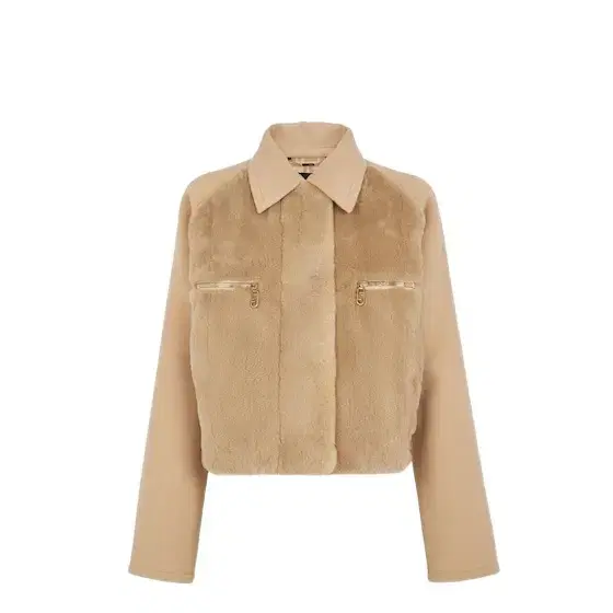 Cropped jacket with shirt collar and long raglan sleeves Cropped jacket with shirt collar and long raglan sleeves