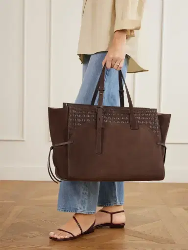 Serapian Maro Maxi Leather-trimmed Suede Tote | Thumbnail 2 Serapian Maro Maxi Leather-trimmed Suede Tote | Thumbnail 2