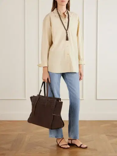 Serapian Maro Maxi Leather-trimmed Suede Tote | Thumbnail 3 Serapian Maro Maxi Leather-trimmed Suede Tote | Thumbnail 3