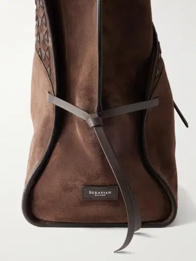 Serapian Maro Maxi Leather-trimmed Suede Tote | Thumbnail 5 Serapian Maro Maxi Leather-trimmed Suede Tote | Thumbnail 5