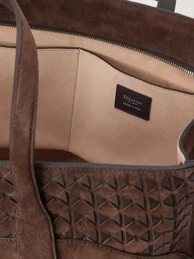 Serapian Maro Maxi Leather-trimmed Suede Tote | Thumbnail 6 Serapian Maro Maxi Leather-trimmed Suede Tote | Thumbnail 6
