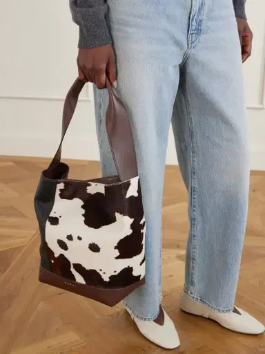 Marni Pod Leather-trimmed Cow-print Calf-hair Tote | Thumbnail 2 Marni Pod Leather-trimmed Cow-print Calf-hair Tote | Thumbnail 2