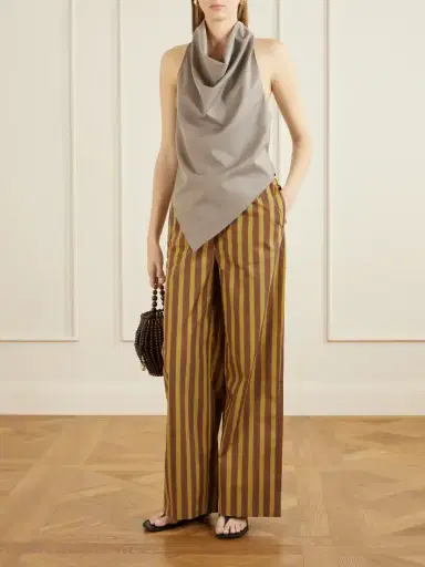 Staud Mateo Striped Stretch Cotton-gabardine Mid-rise Wide-leg Pants | Thumbnail 2 Staud Mateo Striped Stretch Cotton-gabardine Mid-rise Wide-leg Pants | Thumbnail 2