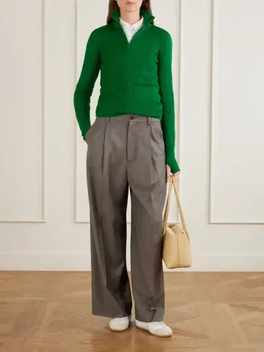 The Frankie Shop Sade Ribbed Wool And Silk-blend Half-zip Sweater | Thumbnail 2 The Frankie Shop Sade Ribbed Wool And Silk-blend Half-zip Sweater | Thumbnail 2