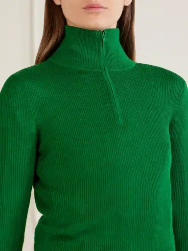 The Frankie Shop Sade Ribbed Wool And Silk-blend Half-zip Sweater | Thumbnail 4 The Frankie Shop Sade Ribbed Wool And Silk-blend Half-zip Sweater | Thumbnail 4