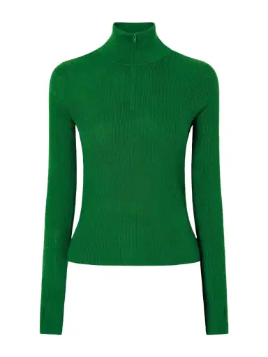 The Frankie Shop Sade Ribbed Wool And Silk-blend Half-zip Sweater | Thumbnail 1 The Frankie Shop Sade Ribbed Wool And Silk-blend Half-zip Sweater | Thumbnail 1