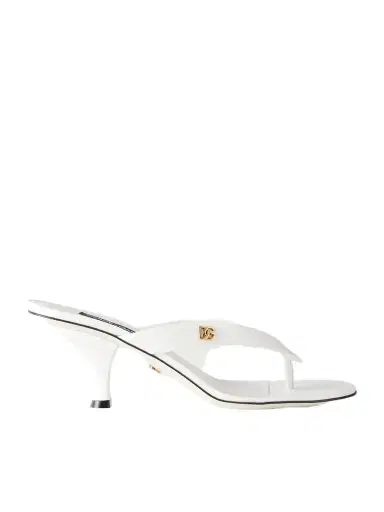 Dolce & Gabbana Logo-detailed Patent-leather Thong Sandals | Thumbnail 1 Dolce & Gabbana Logo-detailed Patent-leather Thong Sandals | Thumbnail 1