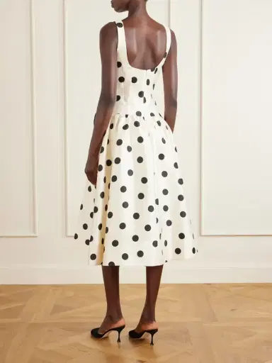 Rebecca Vallance Bacio Bow-detailed Polka-dot Satin-twill Midi Dress | Thumbnail 3 Rebecca Vallance Bacio Bow-detailed Polka-dot Satin-twill Midi Dress | Thumbnail 3