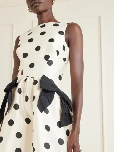 Rebecca Vallance Bacio Bow-detailed Polka-dot Satin-twill Midi Dress | Thumbnail 4 Rebecca Vallance Bacio Bow-detailed Polka-dot Satin-twill Midi Dress | Thumbnail 4