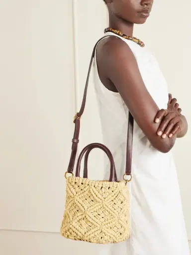 AMANU The Zanzibar Leather-trimmed Raffia-effect Woven Mini Bag | Thumbnail 2 AMANU The Zanzibar Leather-trimmed Raffia-effect Woven Mini Bag | Thumbnail 2