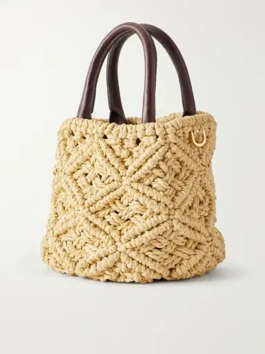 AMANU The Zanzibar Leather-trimmed Raffia-effect Woven Mini Bag | Thumbnail 4 AMANU The Zanzibar Leather-trimmed Raffia-effect Woven Mini Bag | Thumbnail 4