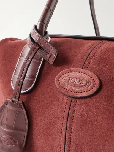 Tod's Bauletto Mini Croc-effect Leather-trimmed Suede Top Handle Bag | Thumbnail 5 Tod's Bauletto Mini Croc-effect Leather-trimmed Suede Top Handle Bag | Thumbnail 5