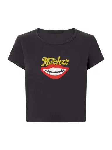 Mother The Itty Bitty Ringer Cropped Printed Cotton-jersey T-shirt | Thumbnail 1 Mother The Itty Bitty Ringer Cropped Printed Cotton-jersey T-shirt | Thumbnail 1