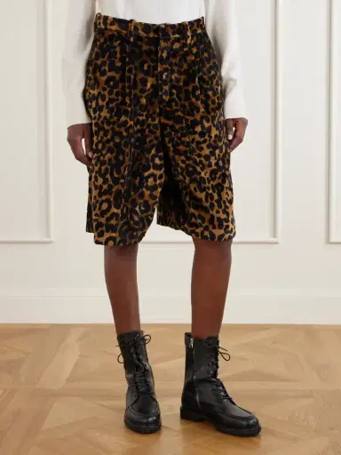 R13 Jumbo Pleated Leopard-print Cotton-velvet Shorts | Thumbnail 3 R13 Jumbo Pleated Leopard-print Cotton-velvet Shorts | Thumbnail 3