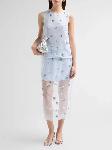SIMKHAI Women's Celia Embellished Silk Top - Periwinkle Sky | Thumbnail 2 SIMKHAI Women's Celia Embellished Silk Top - Periwinkle Sky | Thumbnail 2